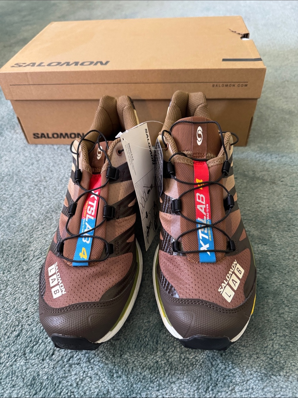 Salomon XT-4 LAB Brown with Blue and Red Accents Trail Shoes 8